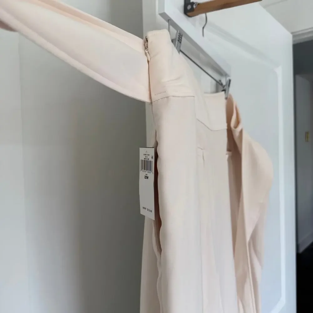 Lauren Ralph Lauren (22W) Cream Layered Palazzo Culotte Wide Leg Pants NWT
